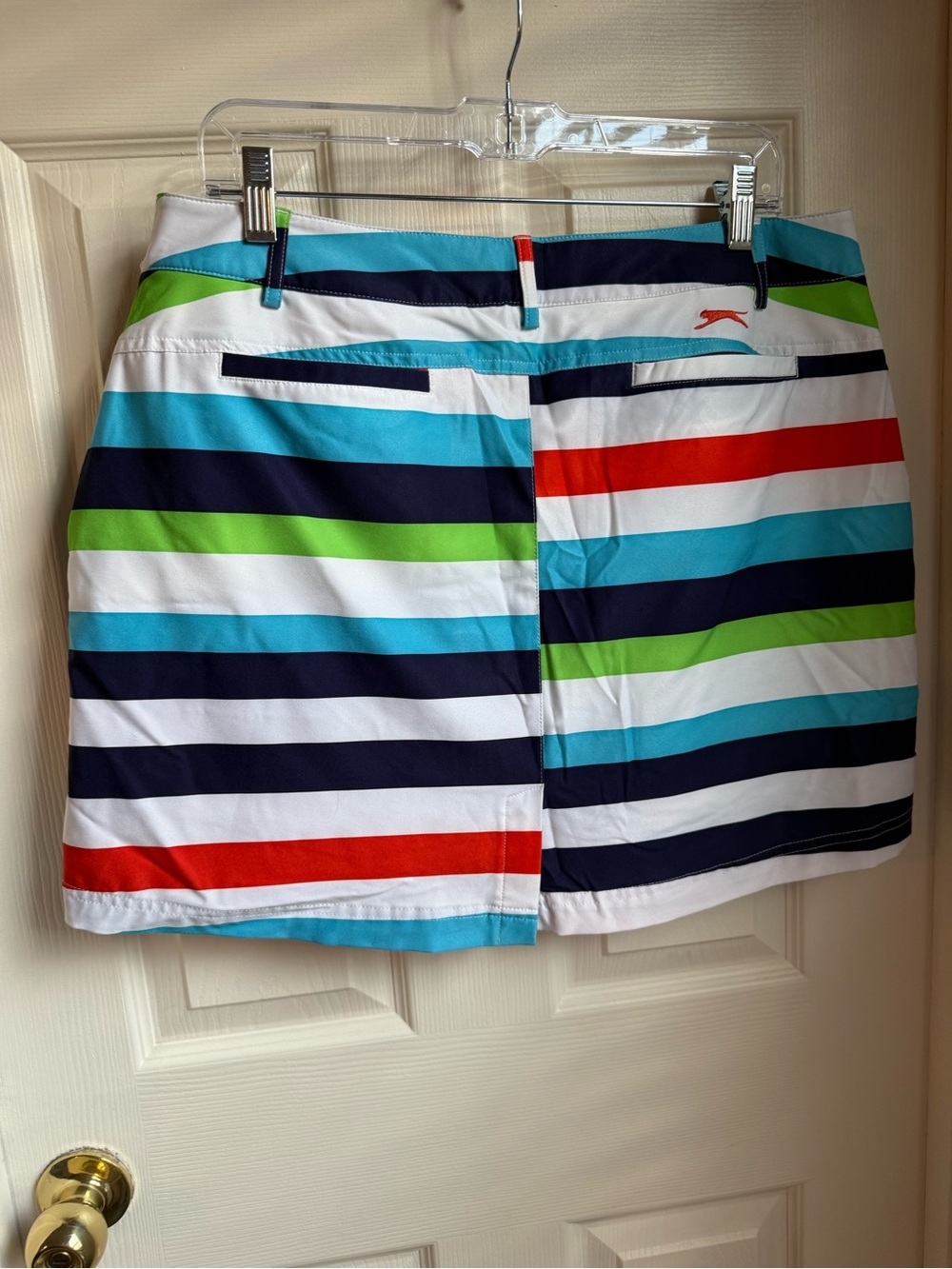Slazenger White Skirt with Orange, Lime & Navy Waistband - Picture 2 of 3